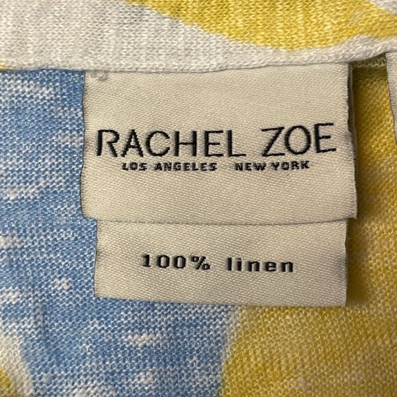 Rachel Zoe Womens Floral Linen Top NWT Large Knit Blouse Travel Vacation Cruise - Picture 8 of 13